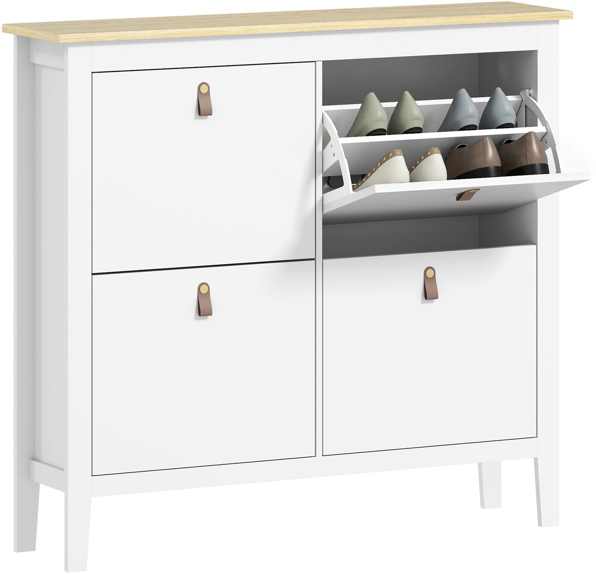 HOMCOM-Opklapbare schoenenkast-Panneau de particules-105x24x95.5cm-Blanc