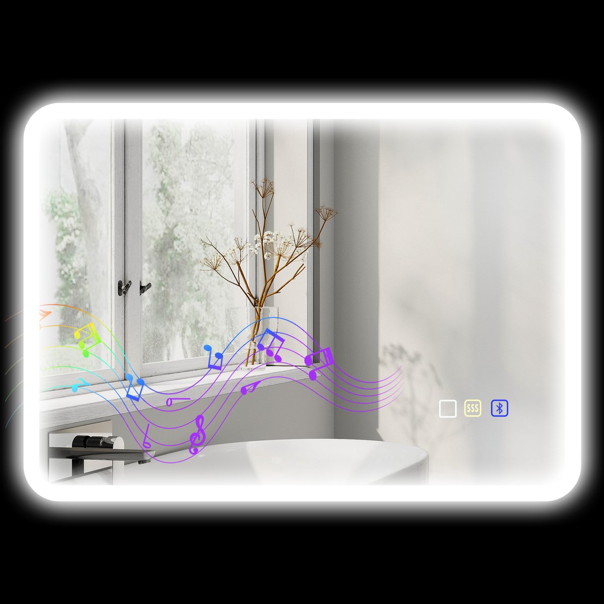 HOMCOM-Badkamerspiegel - Gehard Glas - 70x3,5x50cm - Zilver