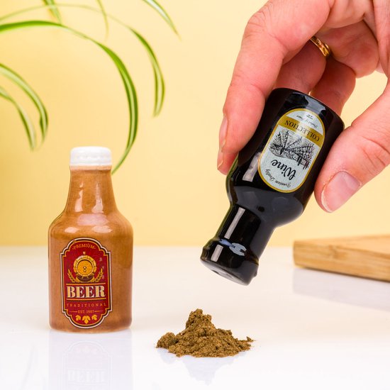 Peper en zout stel – bier en wijn drank flesjes