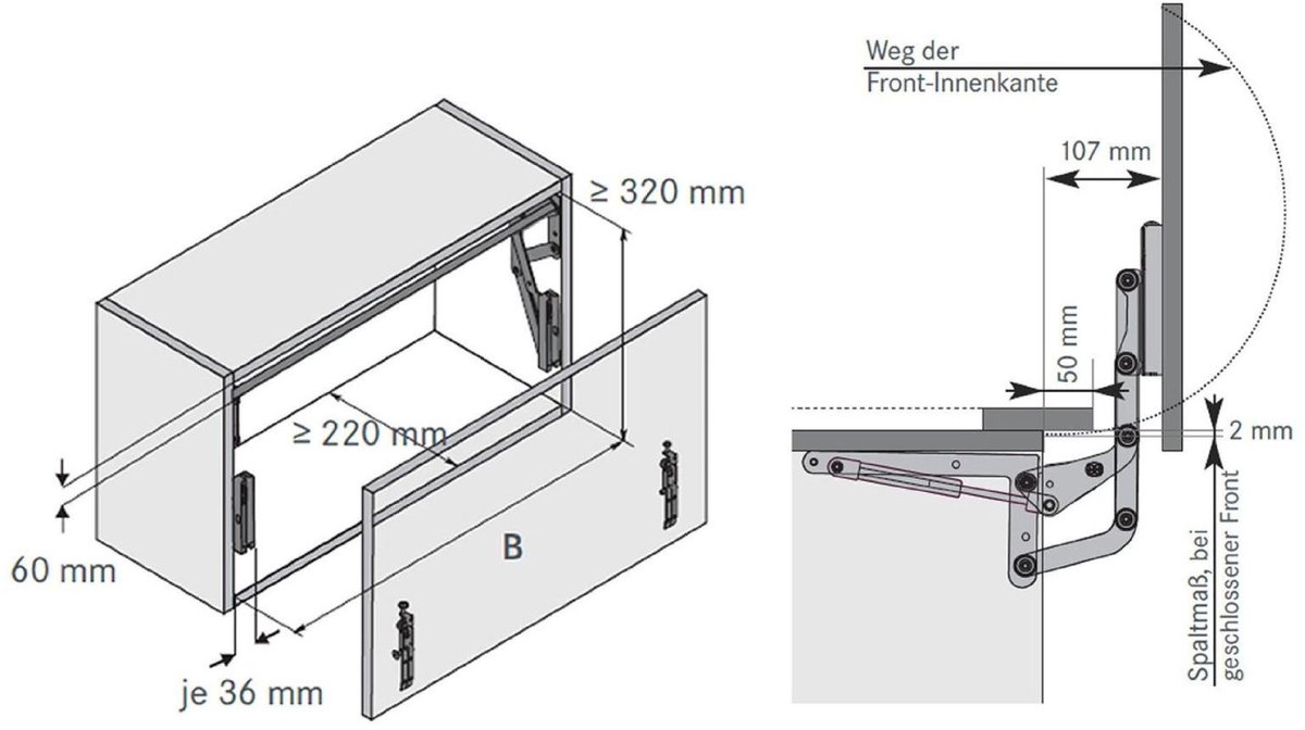 SOTECH HSB hefbeslag voor deuren, in de breedte aanpasbaar tot 1470 mm incl. 2 compressieveren met 380 N14