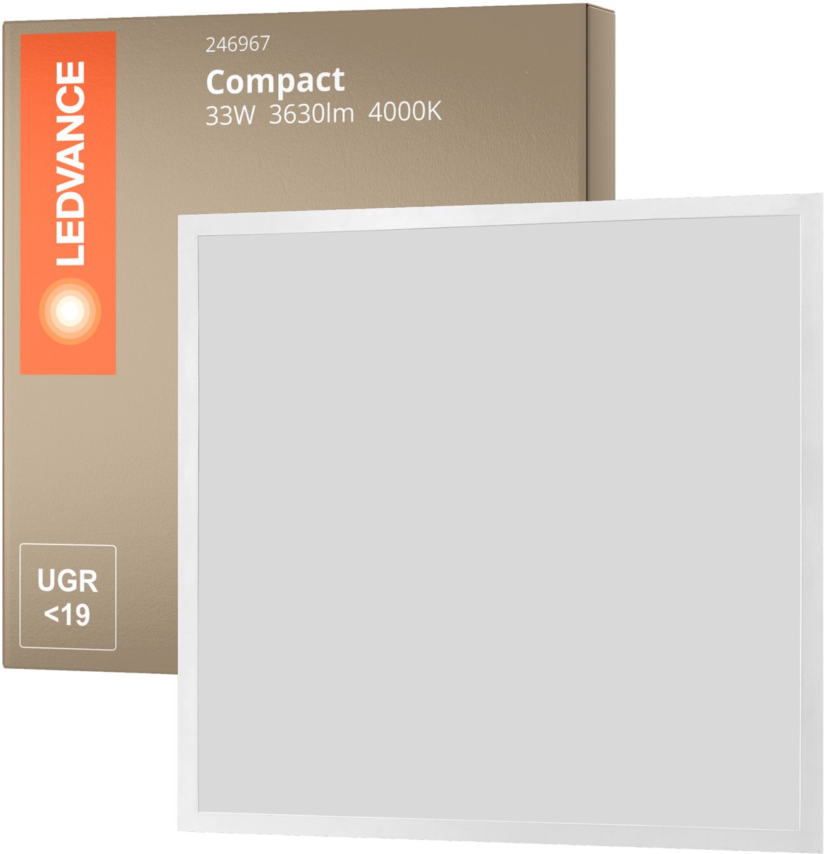 LEDVANCE LED Paneel Compact Aluminium Koel Wit 33W 3630Lm - 840 Wit | 60x60cm - UGR19 Prisma - 5 Jaar Garantie