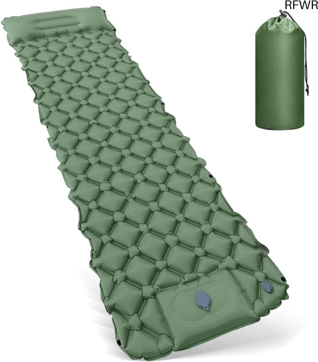 RFWR® Zelfopblaasbare Luchtmatras met Kussen voor Camping en Wandelen - Ultralicht en Compact