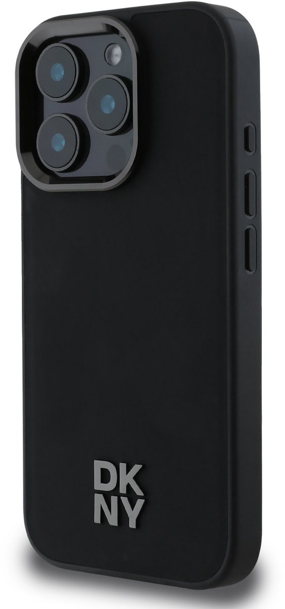 DKNY - Backcover iPhone 16 Pro Max - PU Leather Stack Logo Magsafe - Zwart