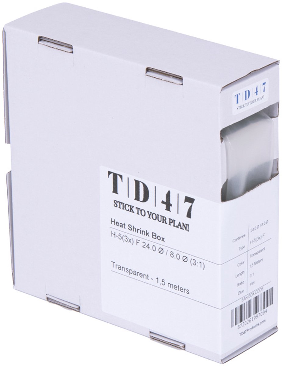 TD47 Krimpkous Box H-5(3x)-F 24.0Ø / 8.0Ø 1,5m - Transparant