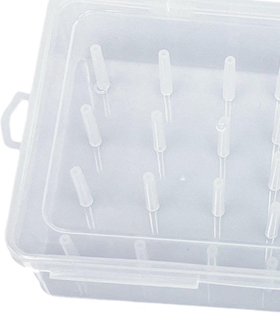 Opbergbox à coudre - Kit de couture - Plastique - Boîte à couture - Organiseur pour fournitures de couture - Panier à couture DIY - 42 Molinets - 23,7 x 13,7 x 6,6 cm - Transparent