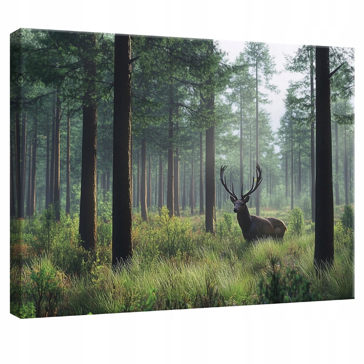 WALLARENA Canvas schilderij - 60x40 cm - afbeelding van een hert in de natuur, bos decor voor slaapkamer, woonkamer en keuken multikleurig
