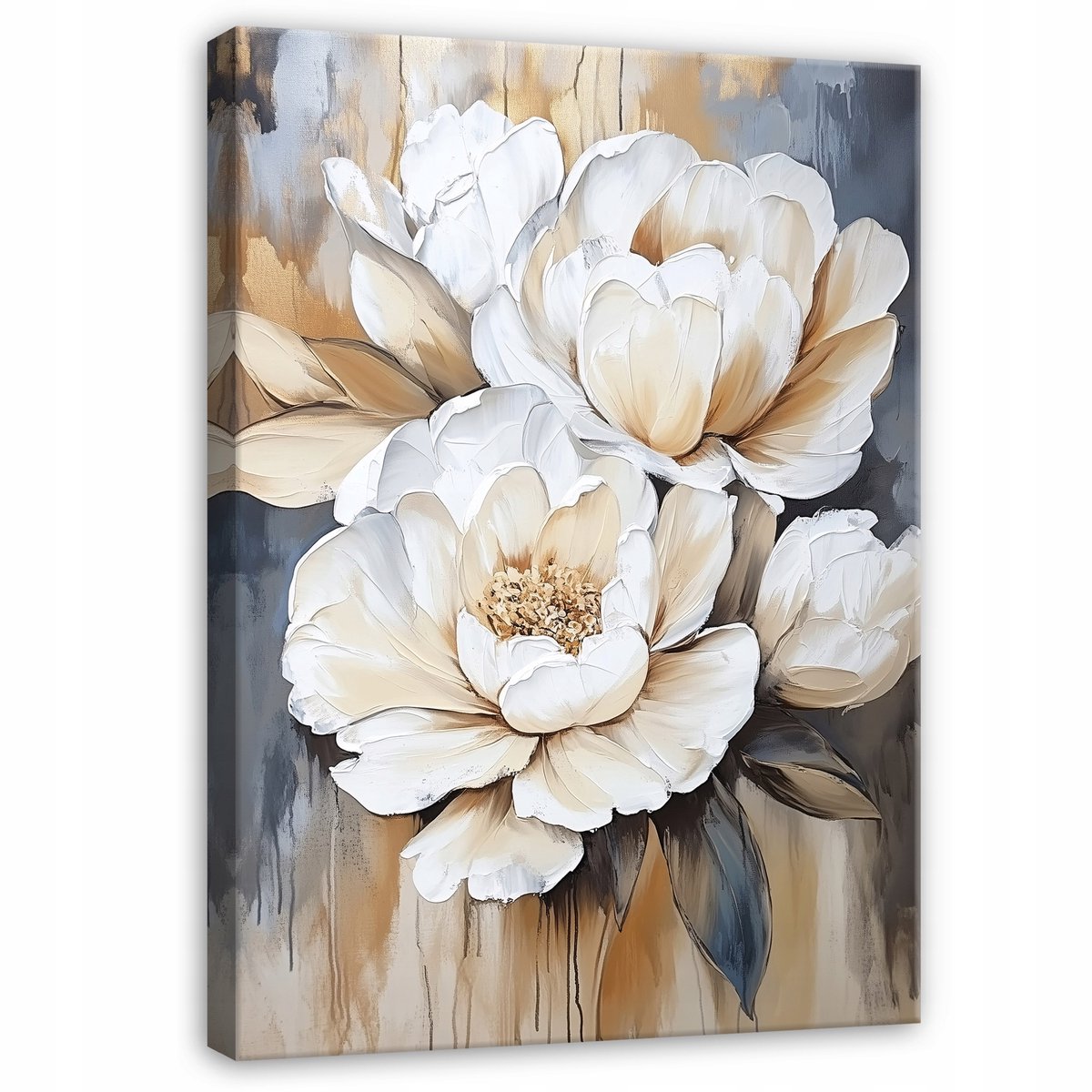 WALLARENA Canvas schilderij - 120x80 cm - 3D bloemen abstract voor slaapkamer, woonkamer, keuken op doek multikleurig