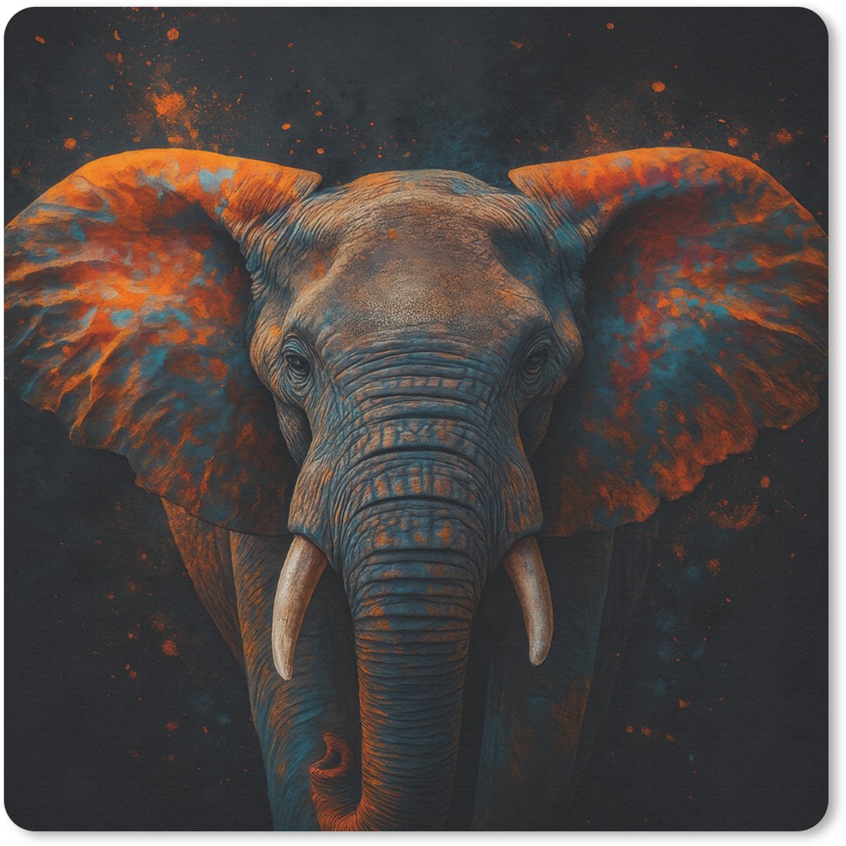 Muismat 30x30 cm - Mousepad Olifant - Oranje - Oren - Muismatten