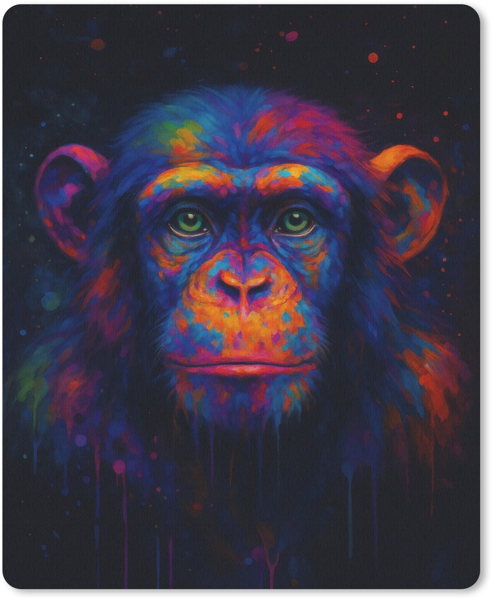 Muismat 19x23 cm - Mousepad Kleurrijk - Aap - Abstract - Muismatten