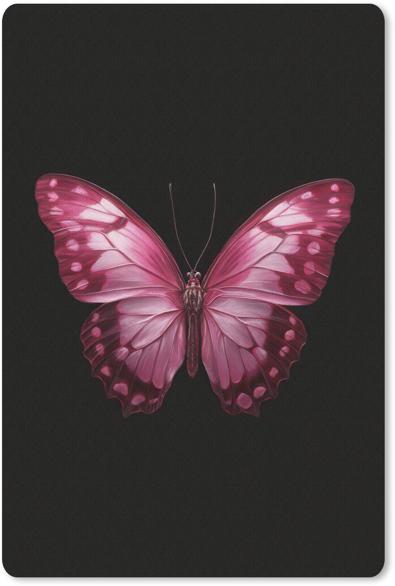 Muismat 18x27 cm - Mousepad Vlinder - Fuchsia - Grafisch - Muismatten
