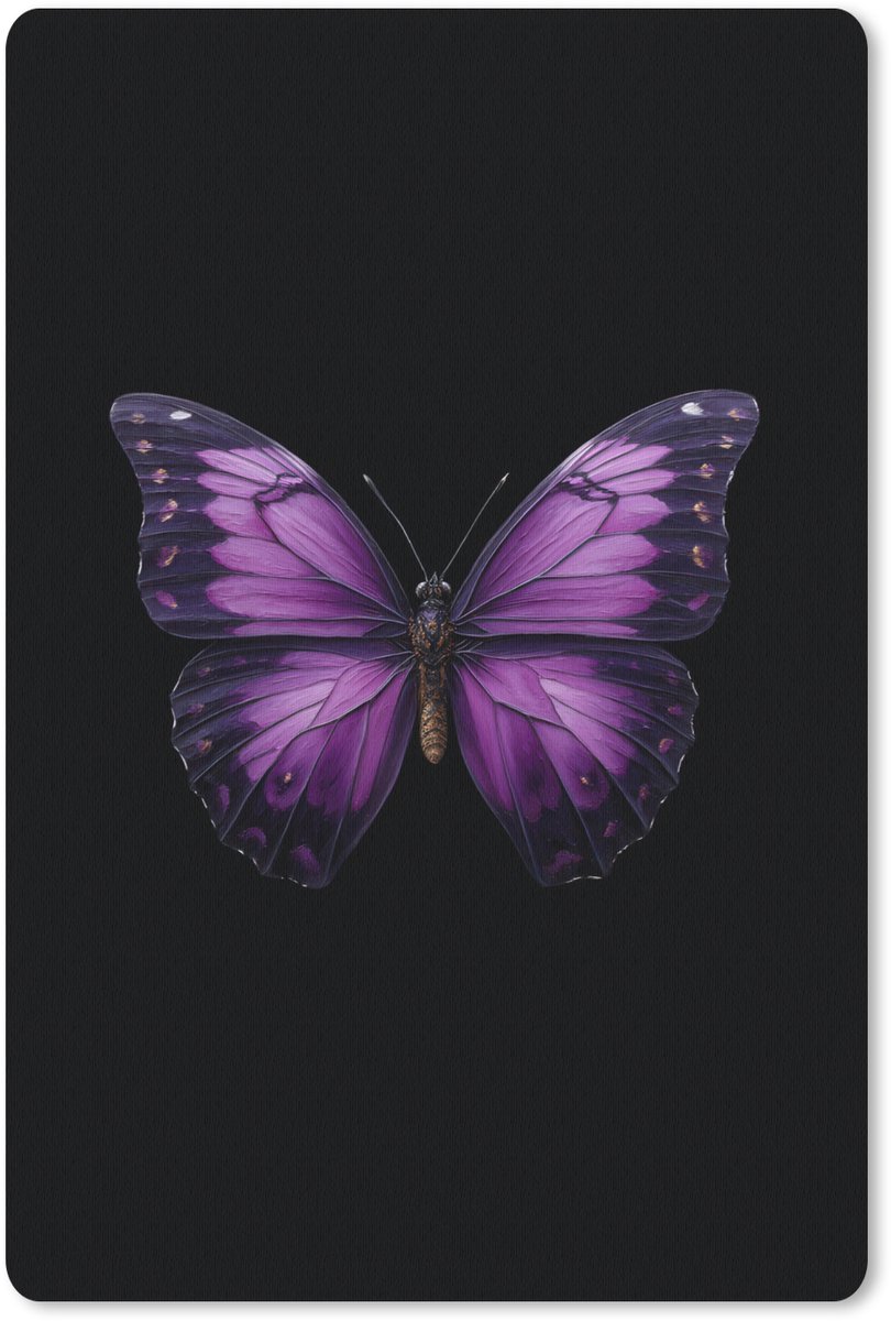 Muismat 18x27 cm - Mousepad Vlinder - Paars - Levendig - Muismatten