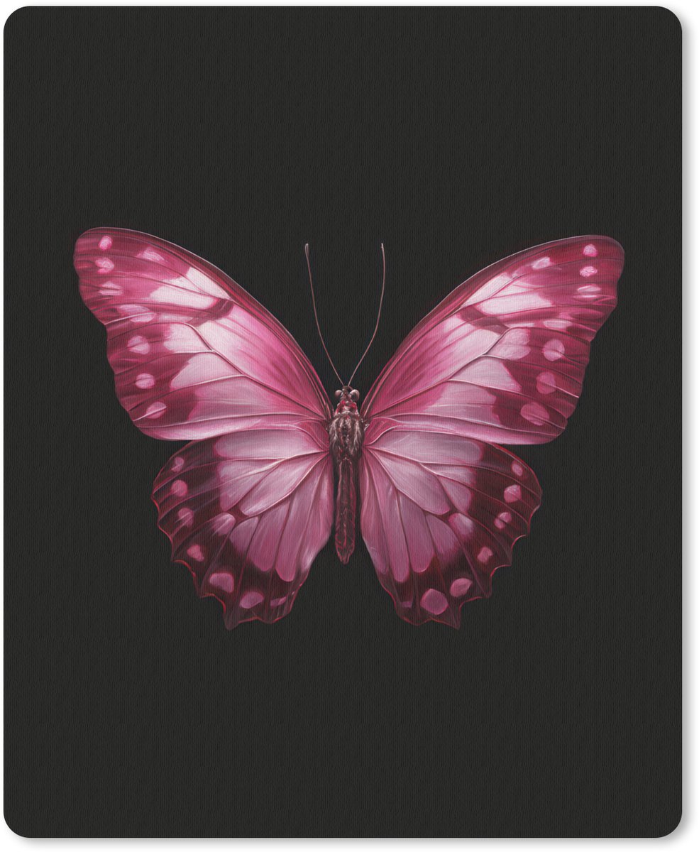 Muismat 19x23 cm - Mousepad Vlinder - Fuchsia - Grafisch - Muismatten