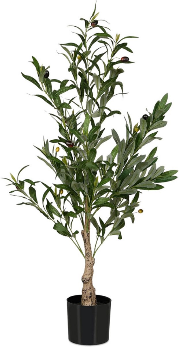 BOG Kunstmatige Olijfboom - 90 cm Hoog - Met Pot - Olijf Kunstplant - Groen-Bruin - Decoratie Voor Woonkamer - Slaapkamer - Badkamer - Balkon GROEN BRUIN