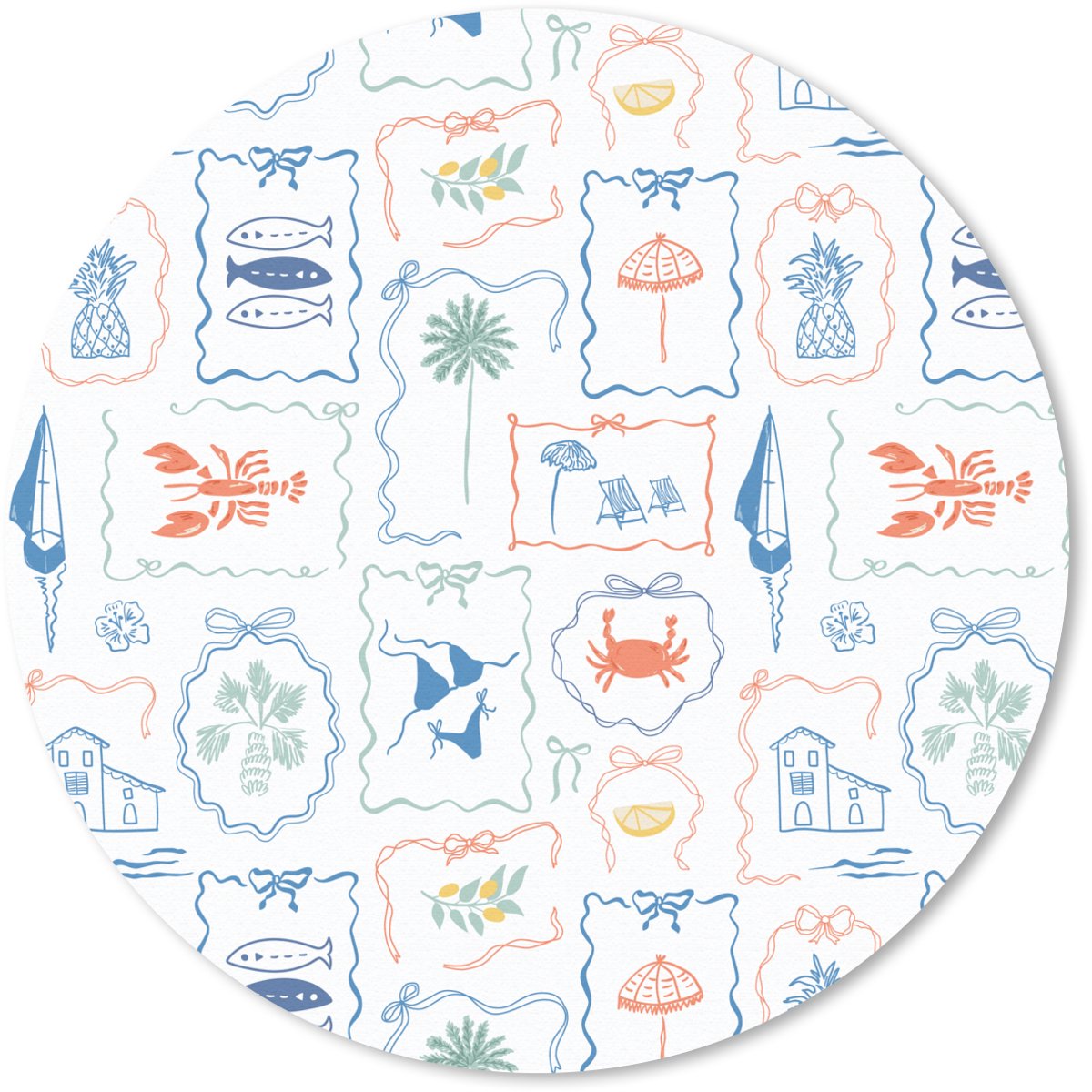 Muismat rond 20x20 cm - Mousepad Zee - Sfeer - Strand - Multi - Ronde muismatten