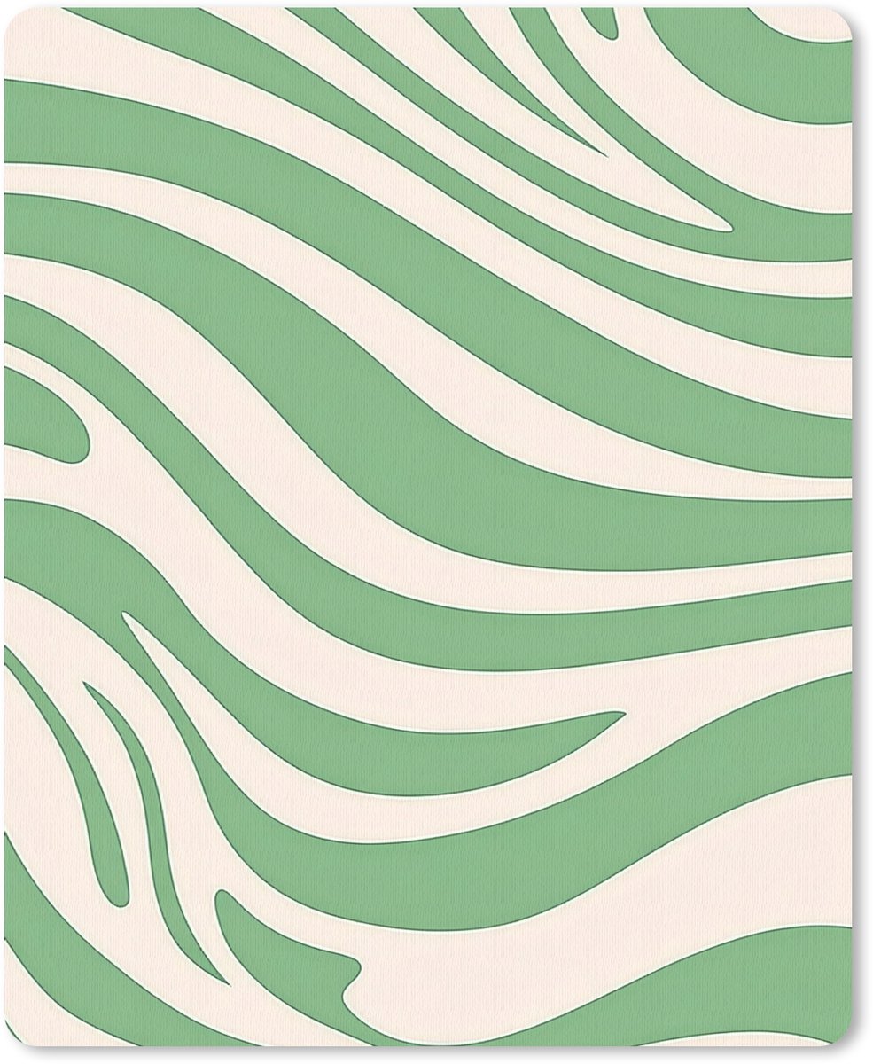 Muismat 19x23 cm - Mousepad Zebrapatroon - Groen - Retro - Muismatten
