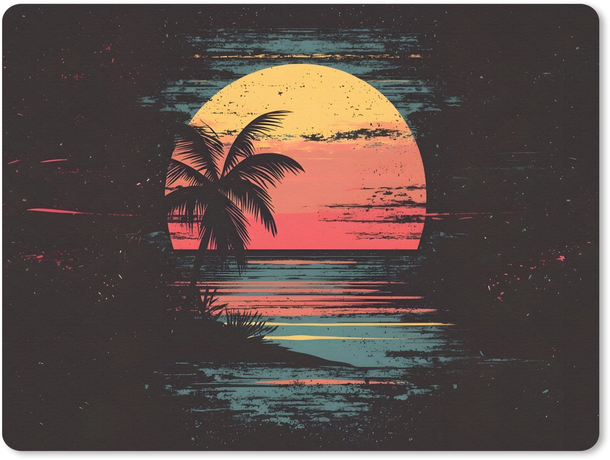 Muismat 23x19 cm - Mousepad Strand - Minimalistisch - Zon - Oranje - Muismatten