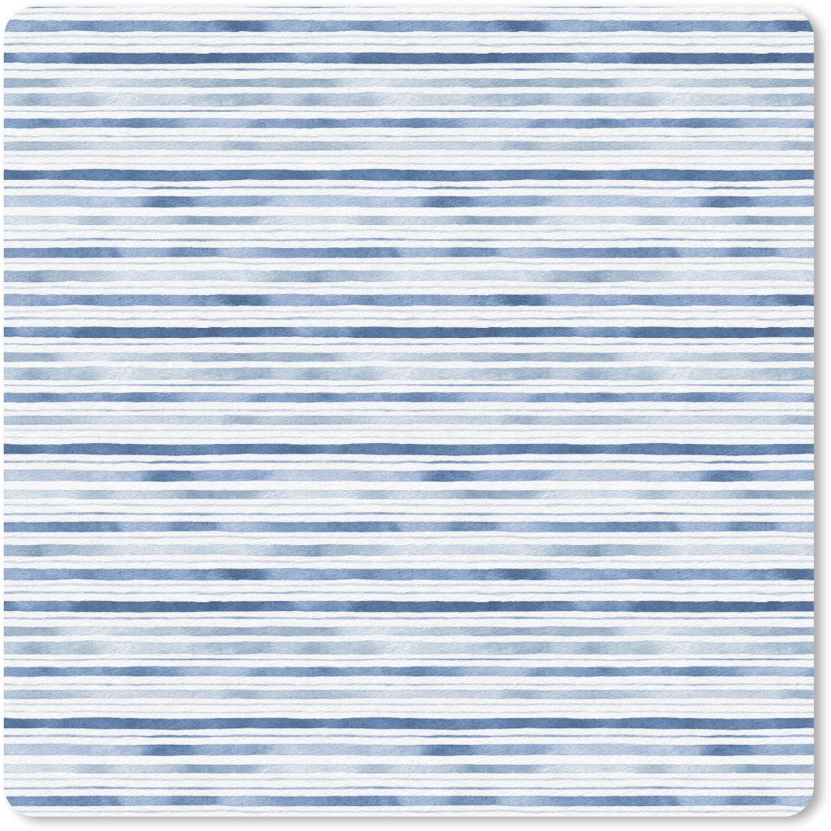 Muismat 20x20 cm - Mousepad Strepen - Patroon - Blauw - Wit - Muismatten