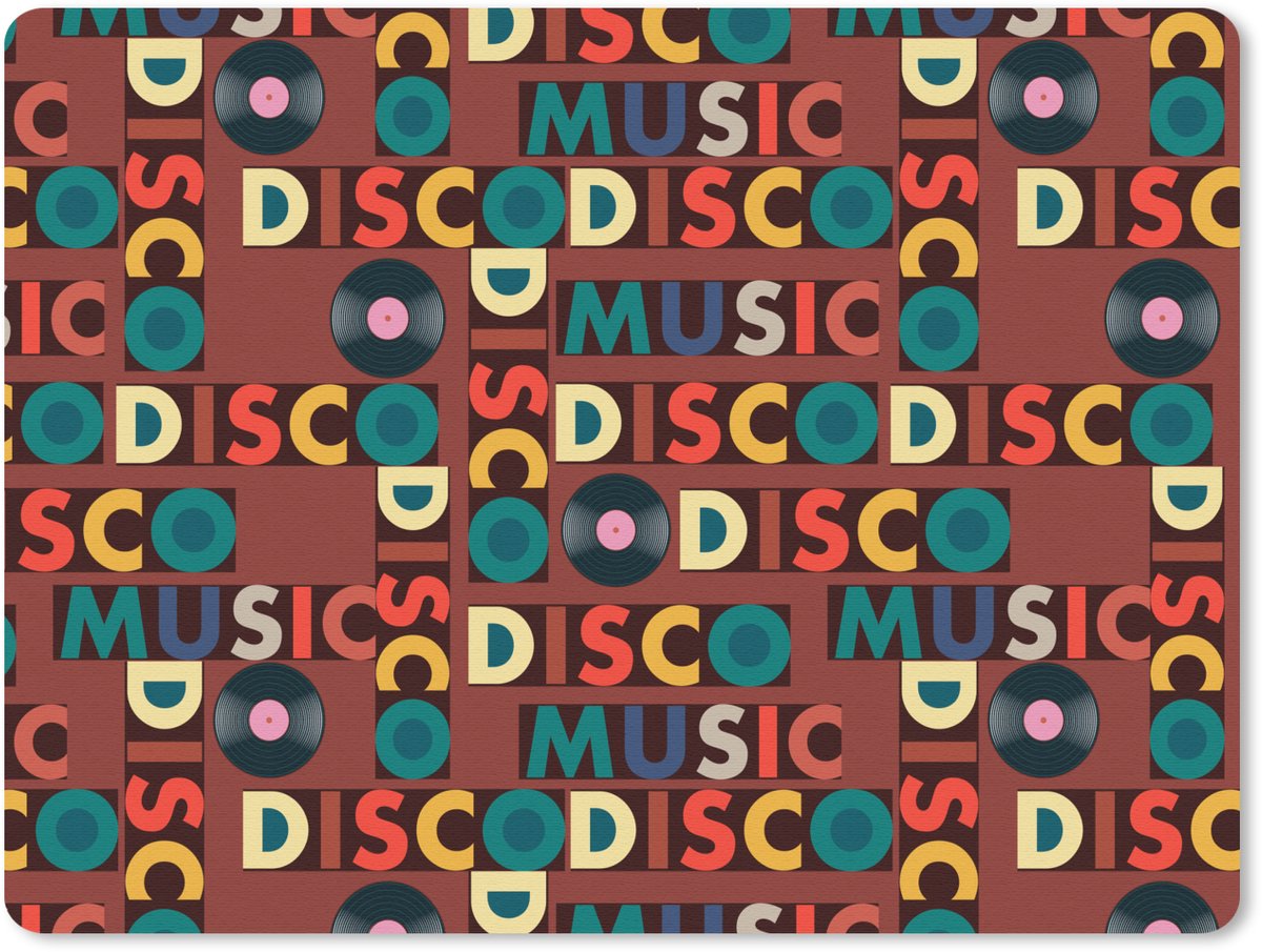 Muismat 23x19 cm - Mousepad Bruin - Retro - Disco - Patroon - Muismatten