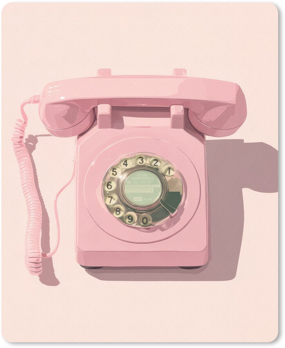 Muismat 19x23 cm - Mousepad Draaischijftelefoon - Retro - Roze - Muismatten