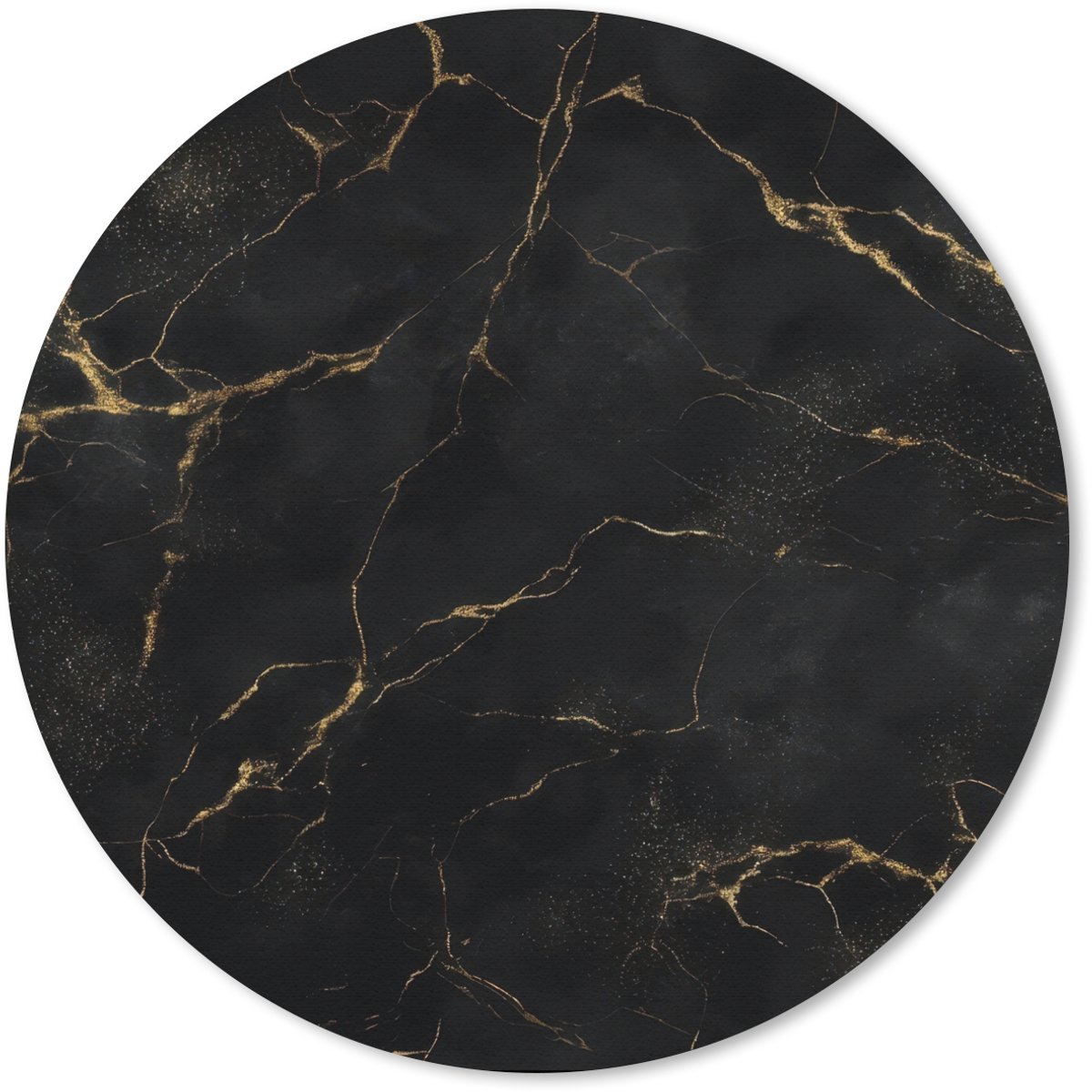 Muismat rond 50x50 cm - Mousepad Zwart marmer - Gouden aders - Klassiek - Ronde muismatten