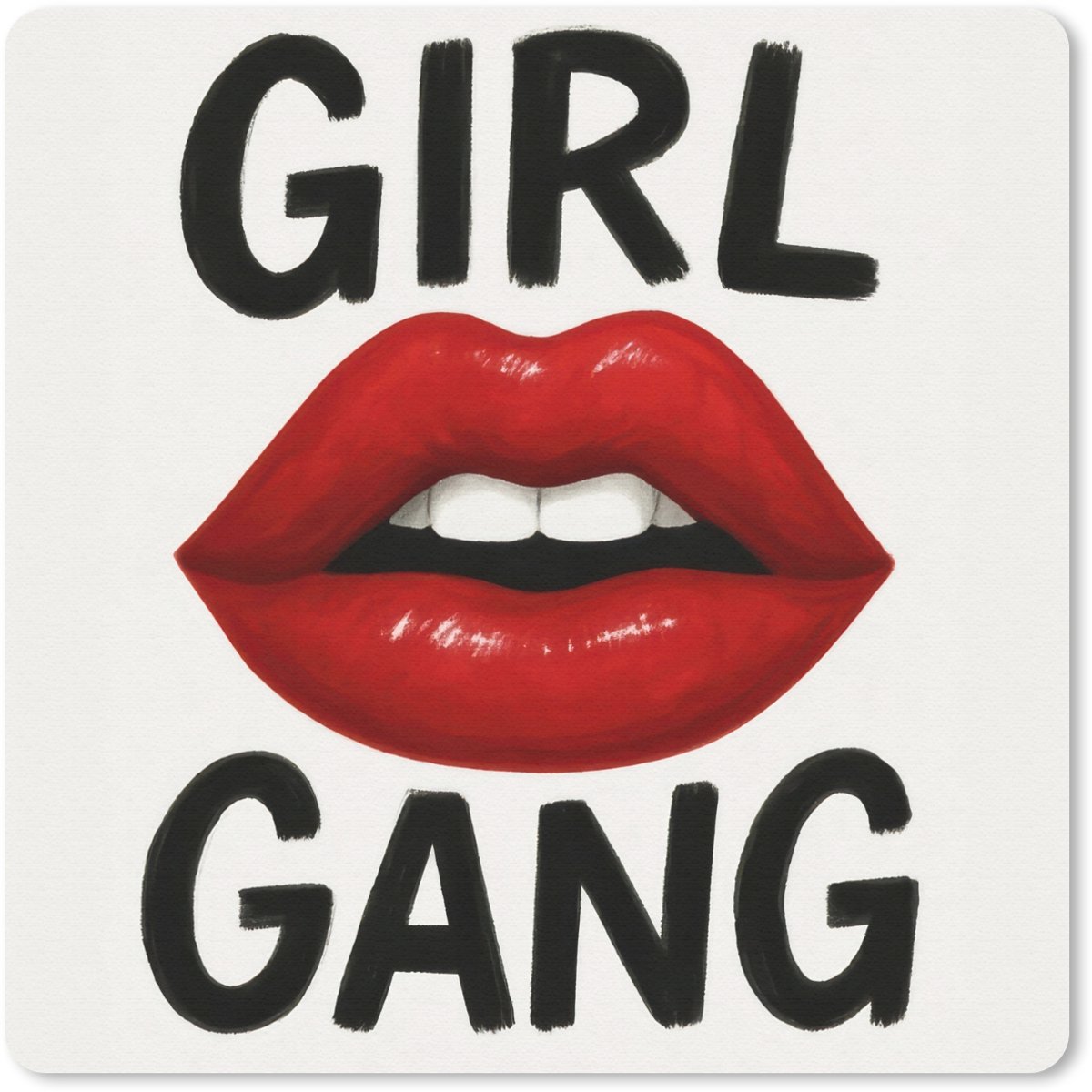 Muismat 30x30 cm - Mousepad Lip - Girl - Rood - Letters - Muismatten