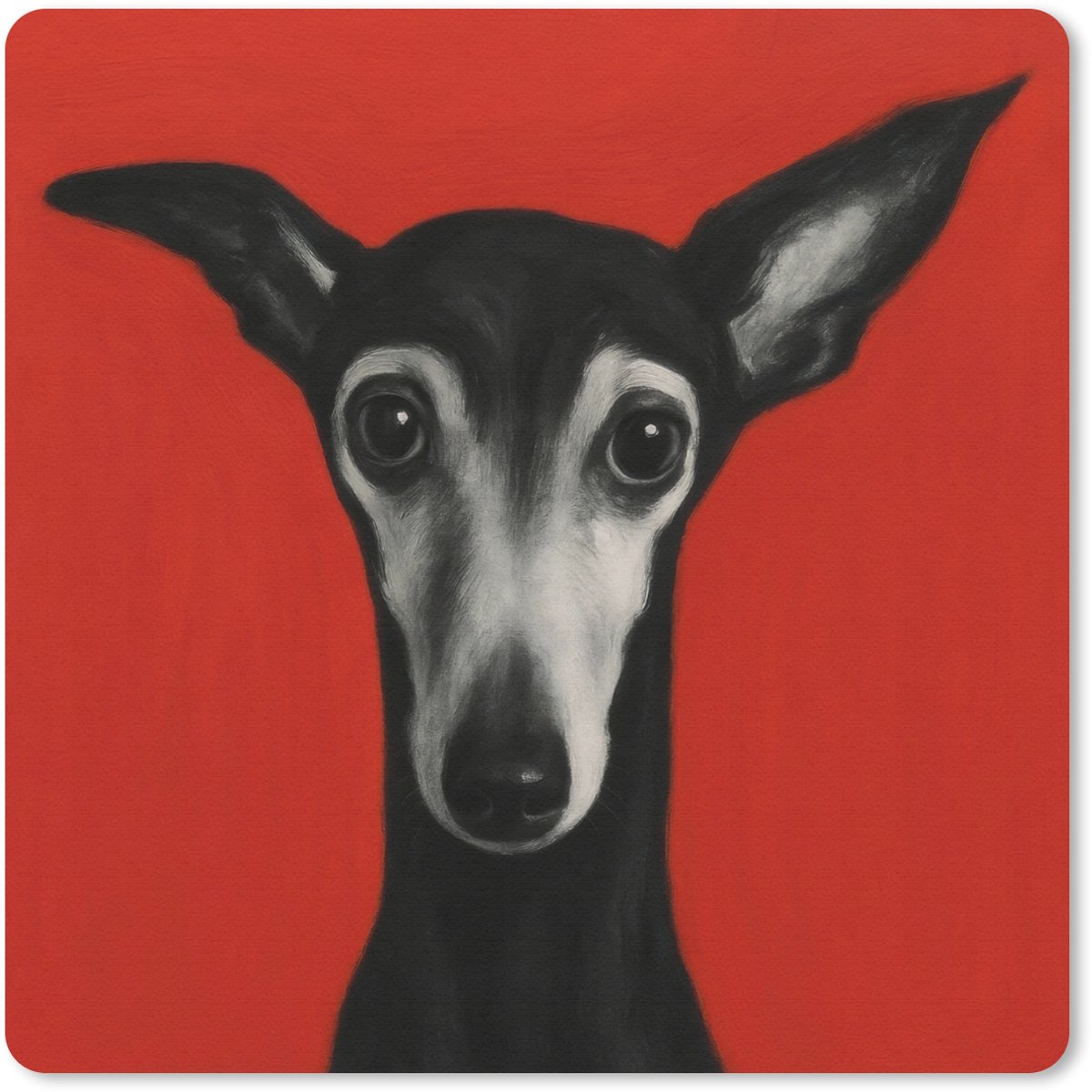 Muismat 20x20 cm - Mousepad Windhond - Minimalistisch - Rood - Muismatten