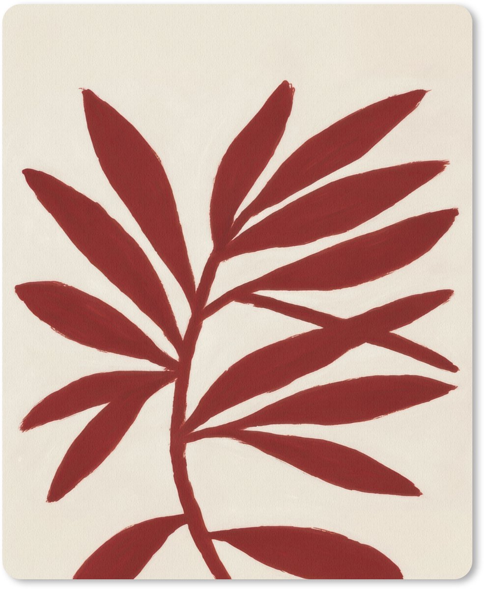 Muismat 19x23 cm - Mousepad Tak - Bladeren - Rood - Muismatten