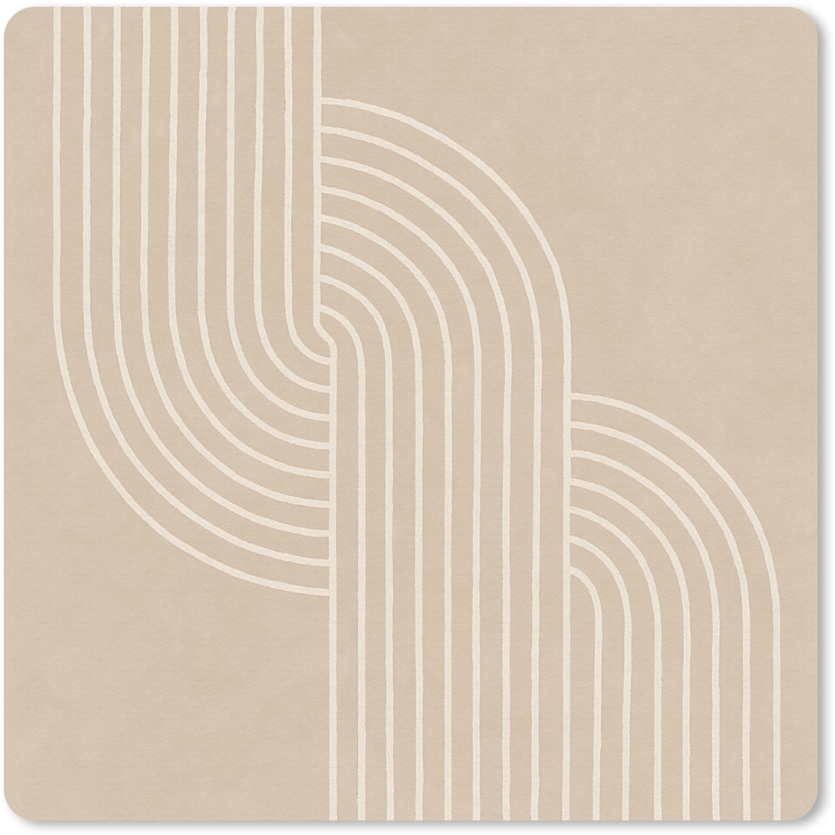 Muismat 20x20 cm - Mousepad Parallelle lijnen - Lichte textuur - Beige - Muismatten