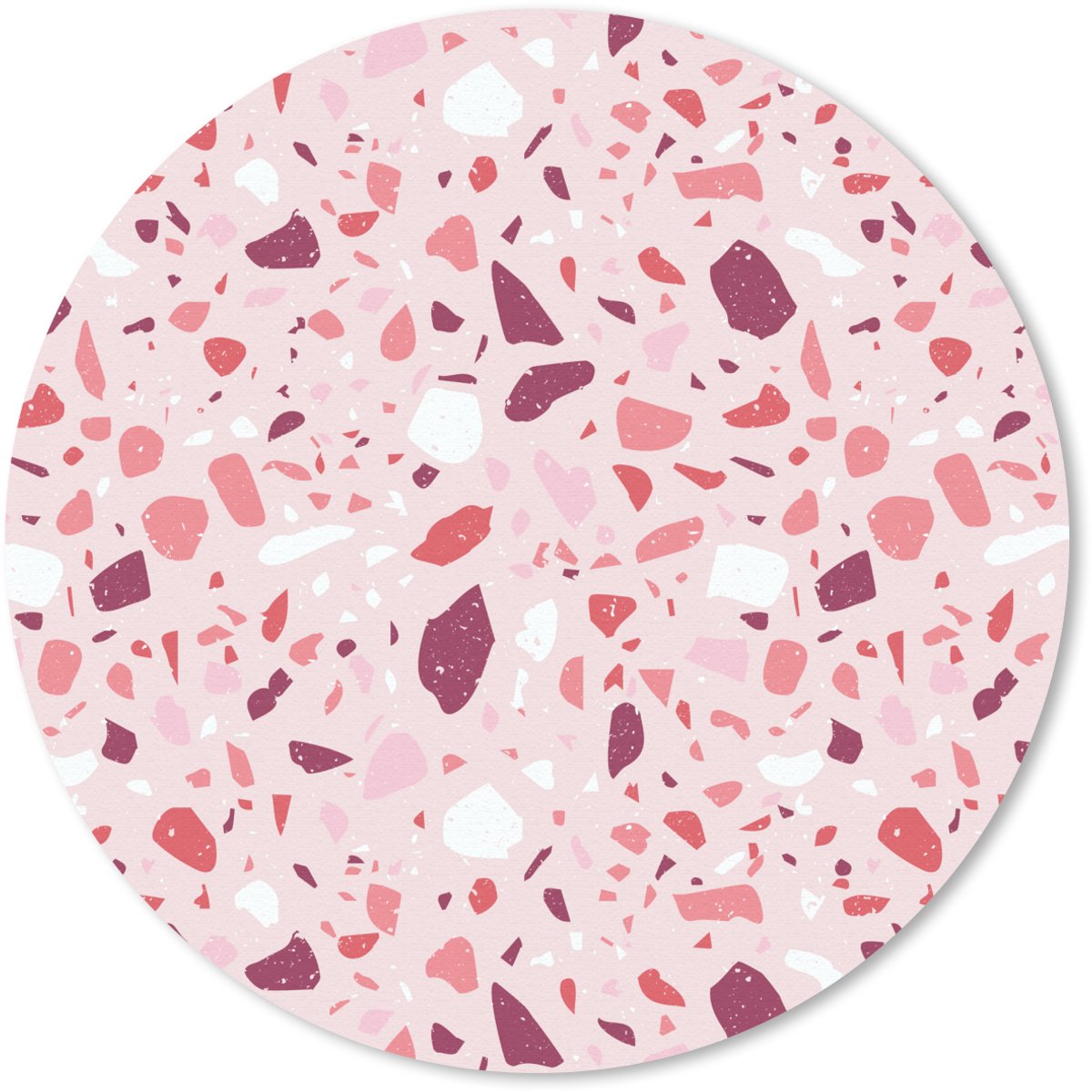 Muismat rond 40x40 cm - Mousepad Terrazzo - Patroon - Roze - Ronde muismatten
