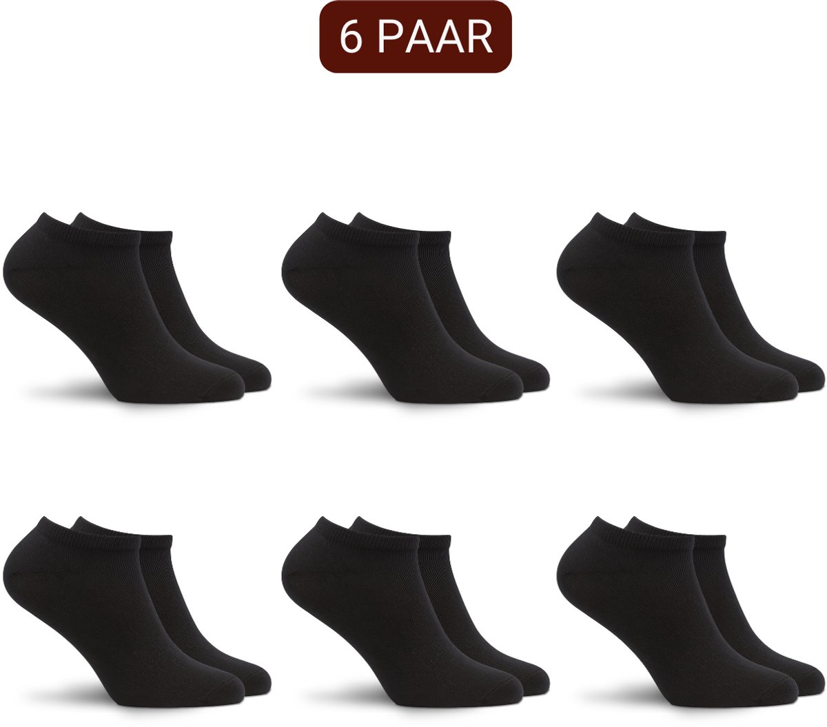 Sukats® 6 Paar Sneakersokken - Maat 43-46 - Zwart - Heren sokken - Enkelsokken heren - Meerdere maten en kleuren - Korte sokken - Naadloos