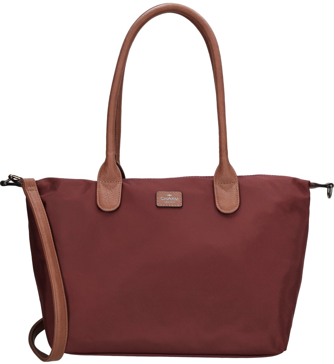 Charm London Buckingham Hand & Schoudertas Shopper - Kunstleer - Vegan Leer - Tote Bag - Dames Tas - Bordeaux rood