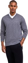 FALKE Basic Lambswool V-Neck elegante klassieker wol trui heren grijs - maat M