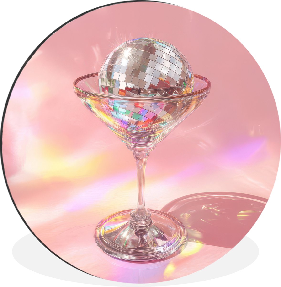 WallCircle Wandcirkel - Muurcirkel - Martiniglas - Discobal - Fonkelende lichtvlekken - Aluminium - Dibond - 60x60 cm - Binnen en Buiten Discobal - Martiniglas