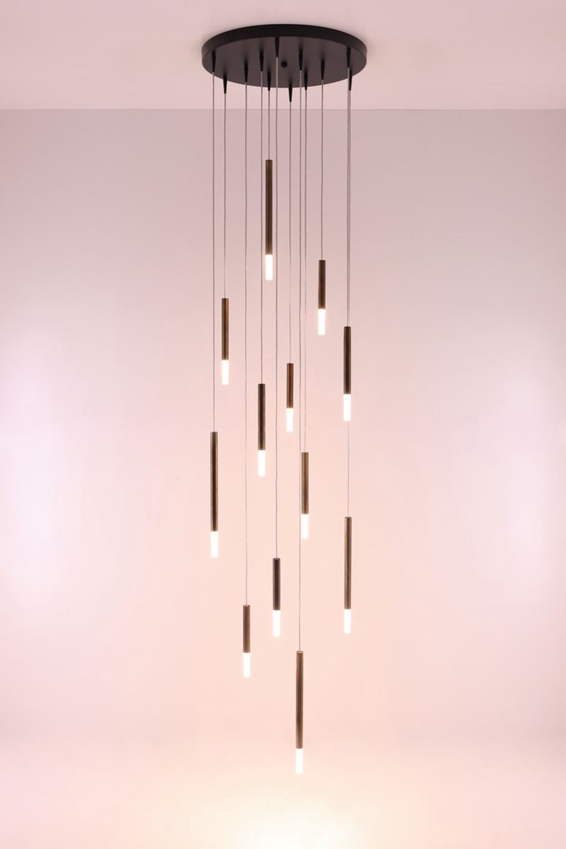 Videlamp hanglamp - 12 lichts - brons - geïntegreerd LED - 350cm