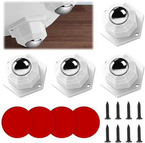 12 stuks sterke rolwielen, kogelwielen voor meubels, 360 graden kogelwielen, zelfklevende meubelwielen, plat, kleine kogelrollen voor meubels, 3 rollen kralen voor meubels, kasten, make-upkasten