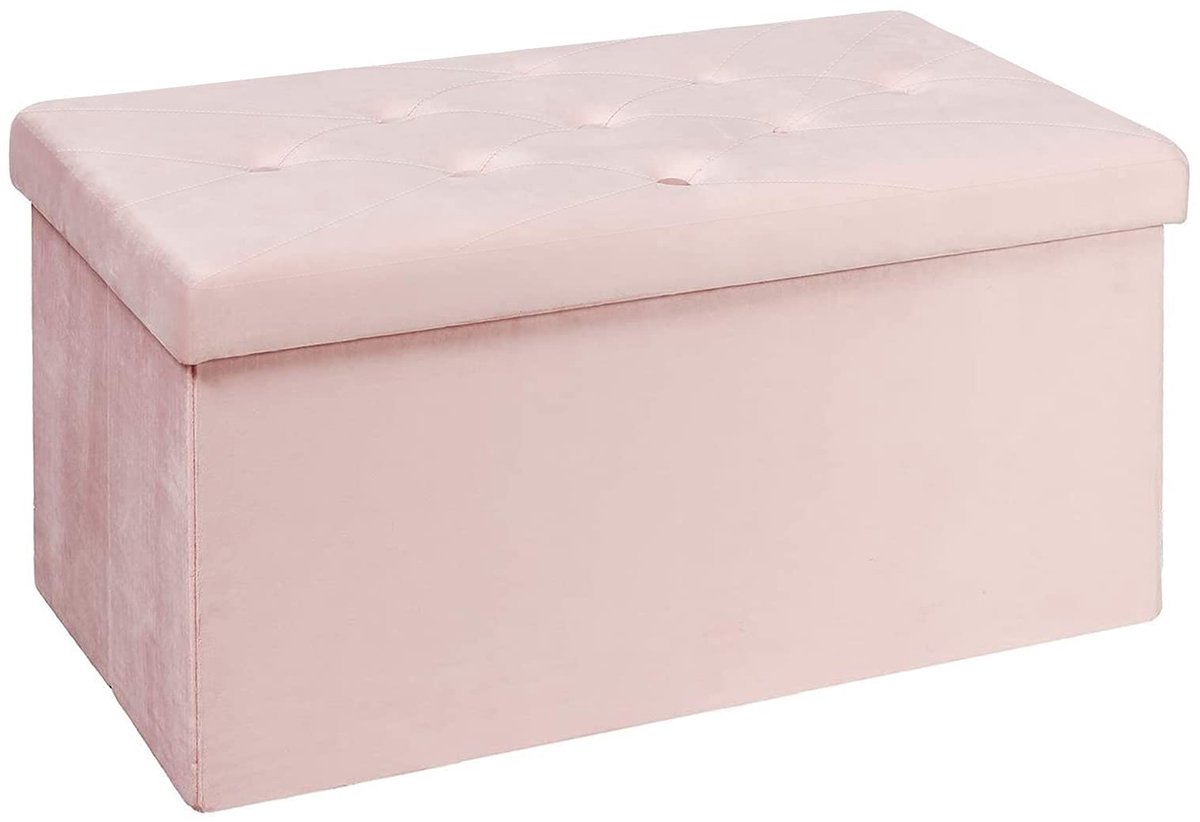 Ibenzoa® Opvouwbare fluwelen opbergzitbank met deksel voor multifunctioneel gebruik in huis