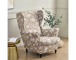 Ibenzoa® Elastische 2-delige Oorfauteuilhoes met Bloemenmotief voor Optimale Stoelbescherming