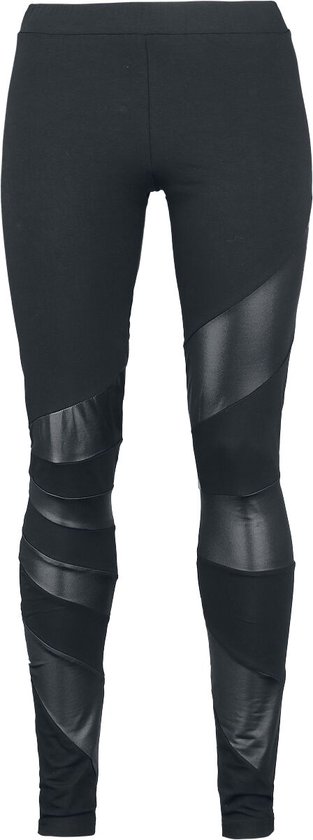 Legging noir Premium by EMP avec empiècement en cuir Femme - L