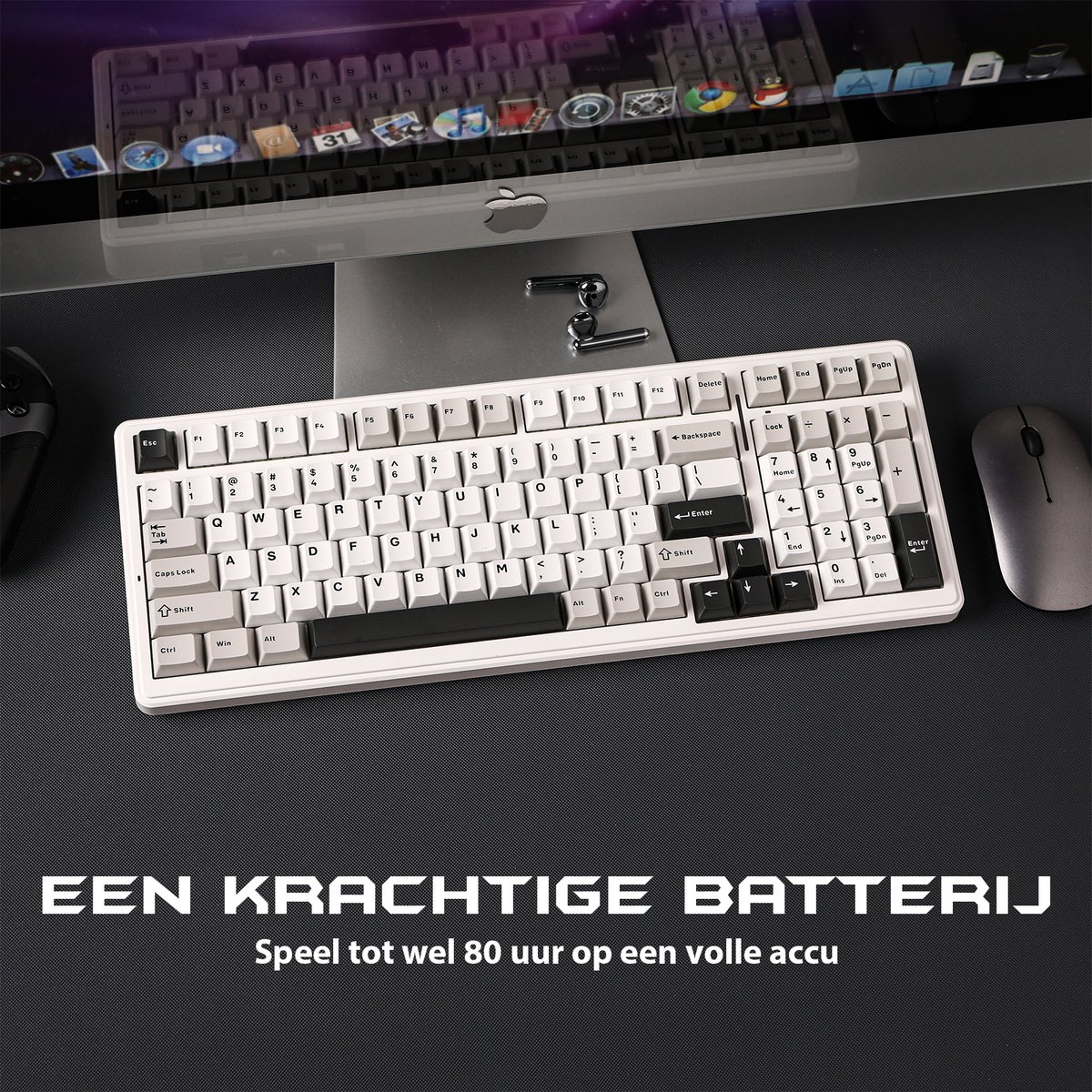 AULA F99 Wit - Mechanisch Draadloos Toetsenbord 96% thumbnail 5