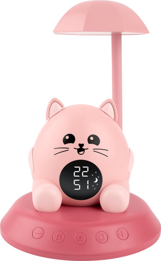 HiBuddies NACHTLAMP & WEKKER MET GELUIDSEFFECTEN - KAT