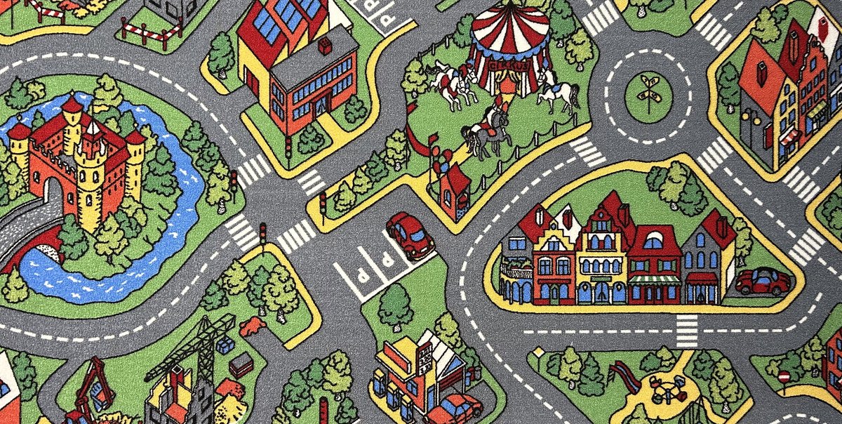 Speelkleed - Speelkleed Fun Village - Speelkleed 140x200 cm - Baby - Kinderen - Verkeerskleed - Vloerkleed - Multi kleuren - Kinderkamer - Cadeau - Speelmat - Speeltapijt