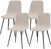 Ibenzoa® Universele Stretchbare Stoelhoezen Set van 4 in Scandinavisch Design voor Eetkamerstoelen