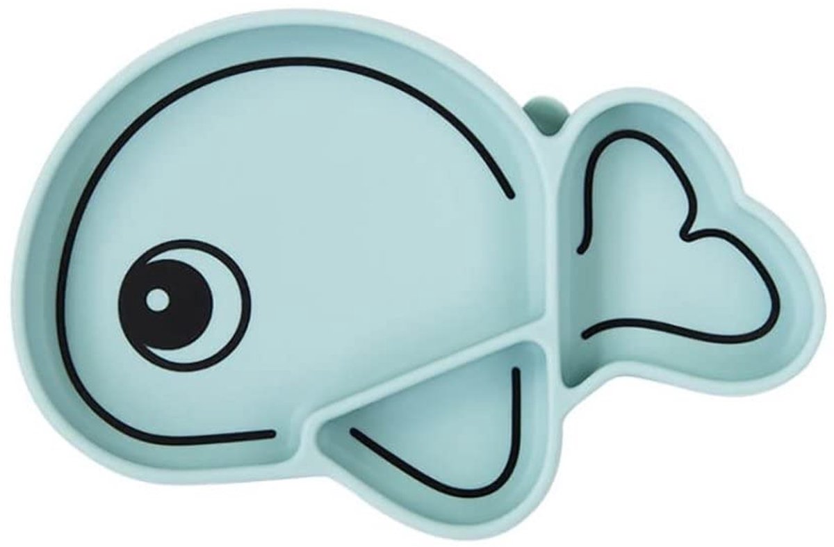 Ibenzoa® Praktische Kinderteller met Zuignap en Vrolijke Walvisvorm in Pastelblauw