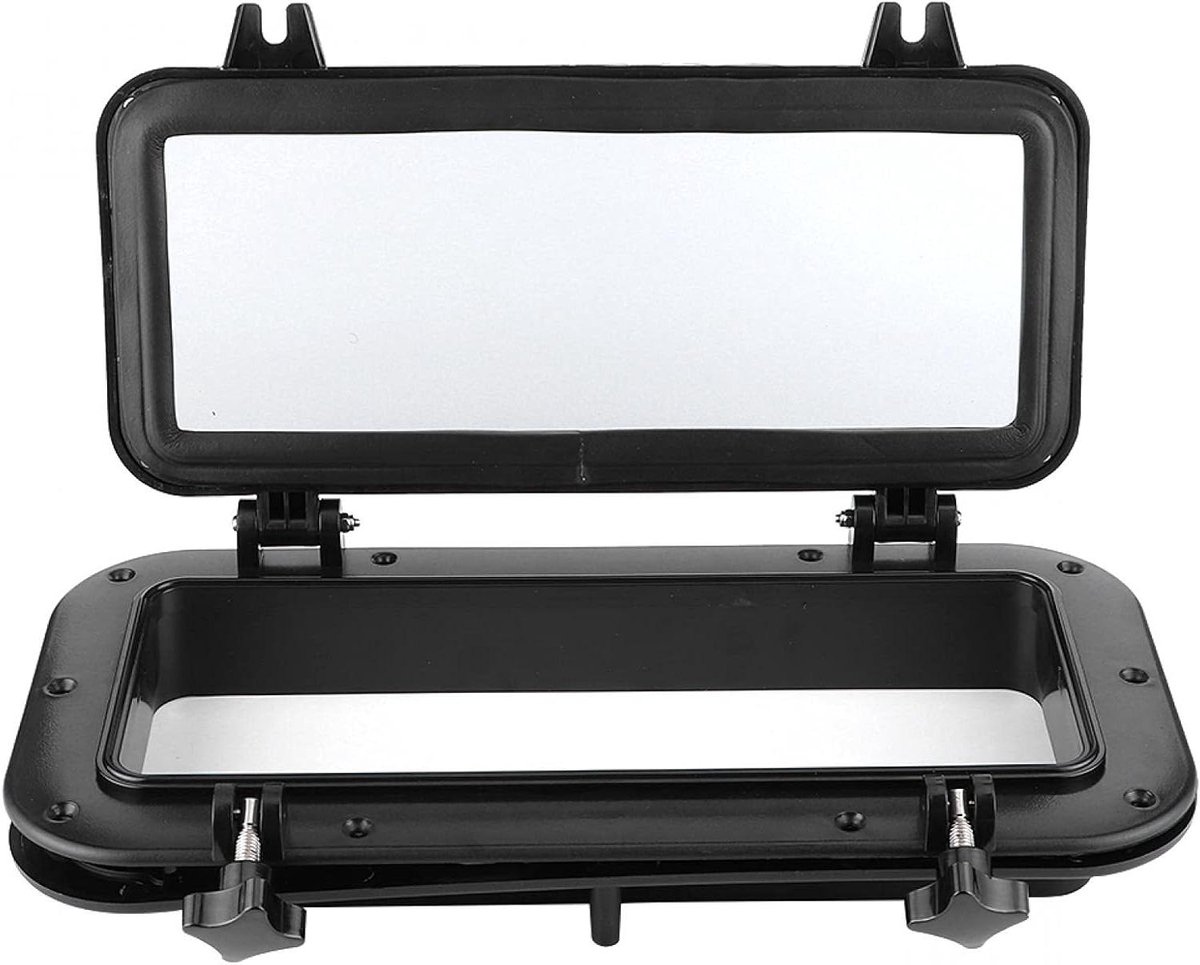 Allecto Plus - Rechthoekige Zwarte Boot Jacht Portlight 400x200mm UV-bestendig met Gehard Glas - Voor Boot Jacht Nautisch RV Ter Hoeve van Optimalisatie