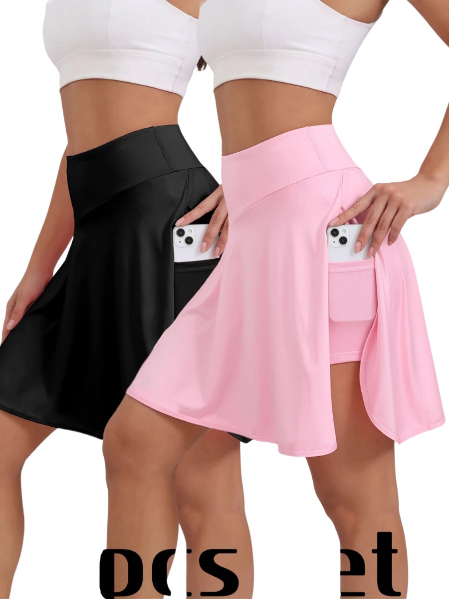 Bovista Broekrok Dames Skort Korte Broek Culotte Wandelrok 2 Pcs Zwart