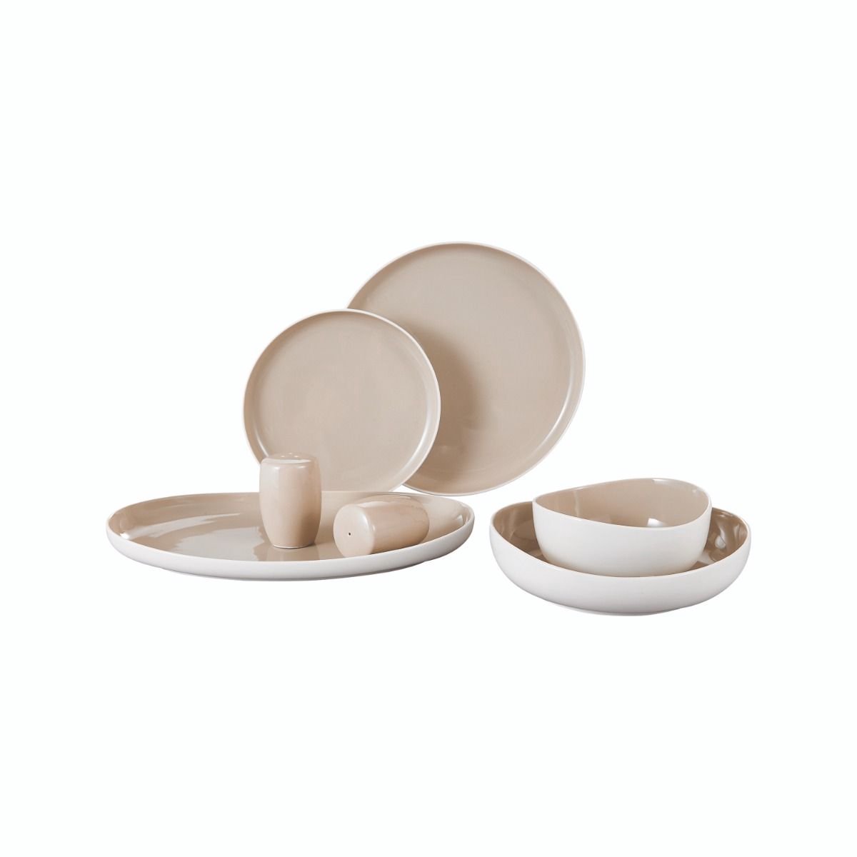 Bricard Colmar Serviesset - Wit/Taupe - 27-Delig - Porselein