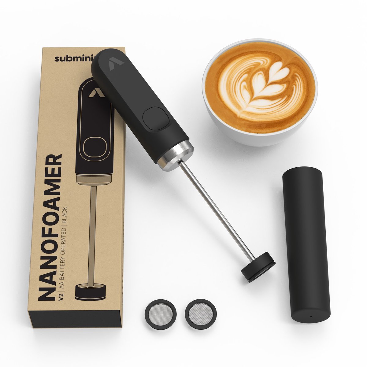 Subminimal NanoFoamer V2 (Zwart) Melkopschuimer