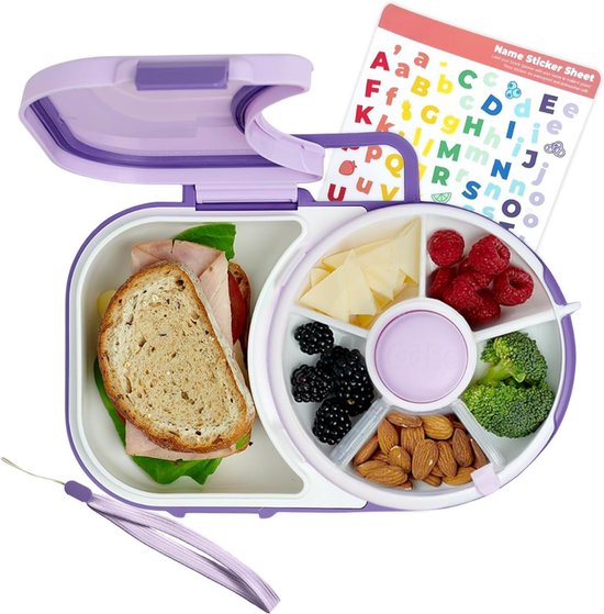 Luxear Verdeelde Snackbox Met Compartimenten En Deksel - Herbruikbaar Roze Serveerblad