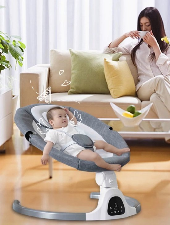 Mila Shop Wipstoeltje - Elektrische babyschommel - Babybed - Wieg Met Bluetooth - 0-24 mnd - Grijs van Mila Shop — afbeelding 3