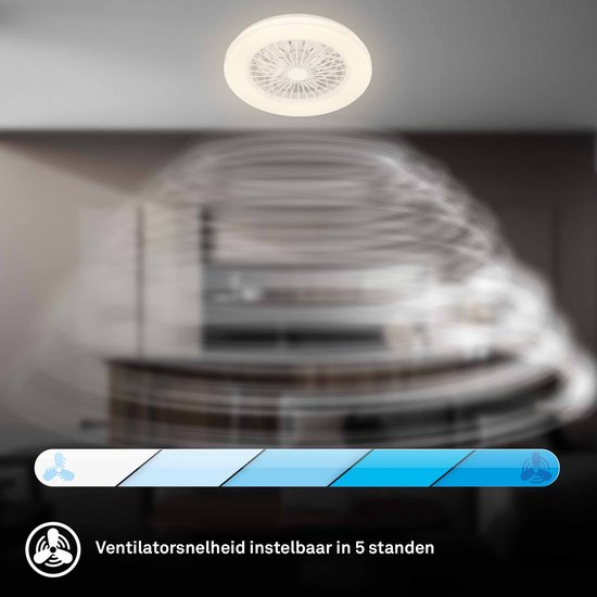 BRILONER - Ventilateur de plafond avec éclairage - Plafonnier LED avec ventilateur - dimmable - 5 vitesses - Ø48,5cm - blanc